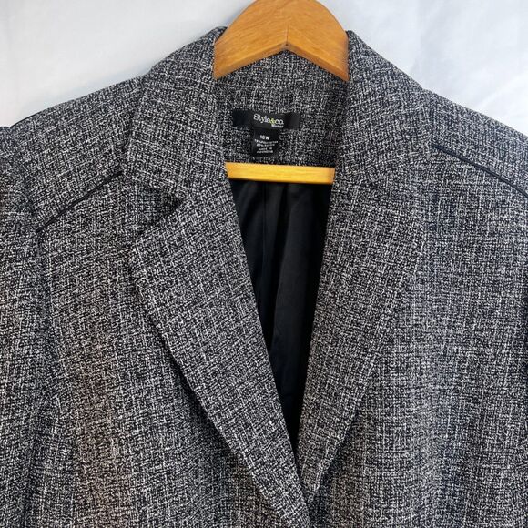Style & Co Tweed Skirt Suit SET Tailored Career Wear Classic Boss Babe Size 16W - Picture 4 of 16